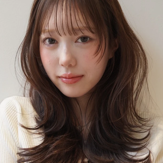 【くびれセミロング】高めレイヤーで面長カバー！ 顔立ち華やぐ大人の小顔見えヘア