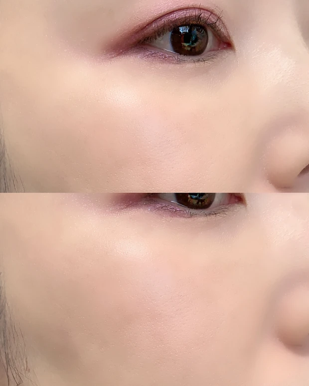 SUQQU デューイー リクイド ブラッシュ103を頬に塗ったメイク仕上がり写真