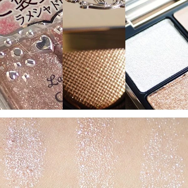 （キャンメ、ボビイ、ルナソル）ラメ感比較