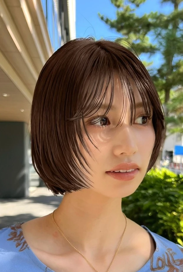 髪型　レイヤーボブ　ボブヘア　暗髪　小顔ヘア　スタイリング