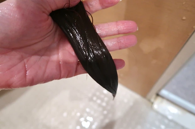 コスメデコルテ AQ ブースティング トリートメント ヘアセラムの使用中の髪