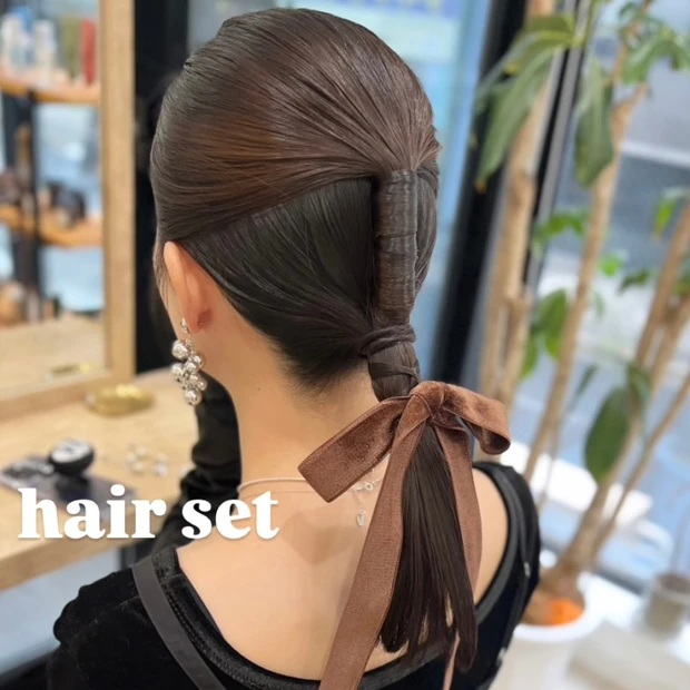 クリスマスデートにもおすすめ♡【ベロアリボンヘアセット】🎀