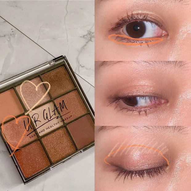 コスパ最強!究極のプチプラ【URGLAM】100円パレットでつくるアイメイク3パターン♡_3