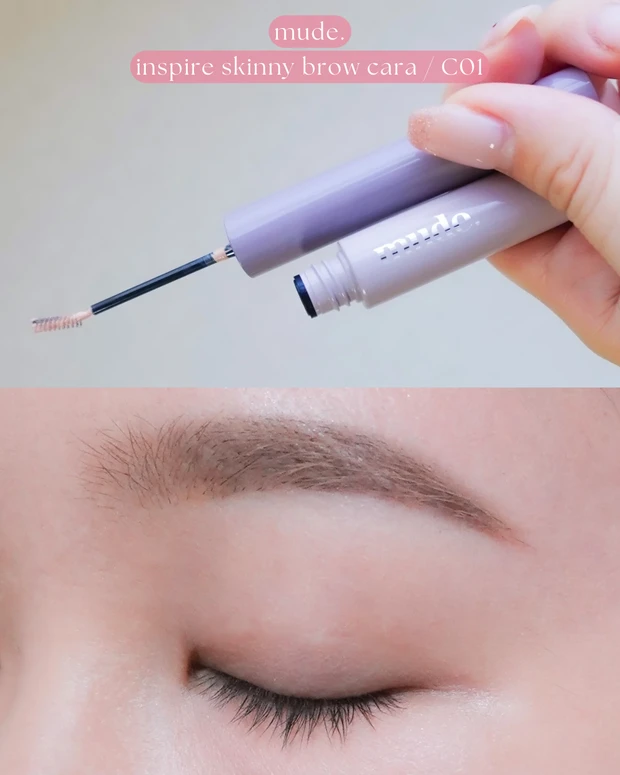 Qoo10メガ割 メガ割 mude ミュード スキニーブロウカラC01で仕上げたナチュラル眉 ブルべ冬 クリアウィンター
