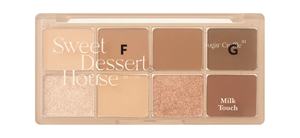 ビーマイスウィートデザートハウスパレット シュガークロッフル　上段中左がF、上段右がG