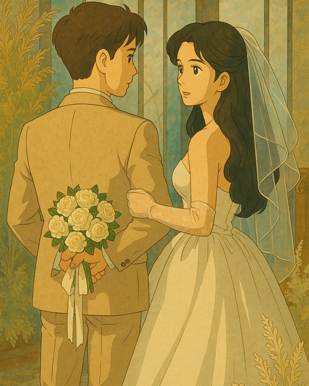 結婚 結婚式 前撮り フォトウェディング 準備 SHEIN おすすめ 小物 ドレス タキシード AI 生成 ジブリ