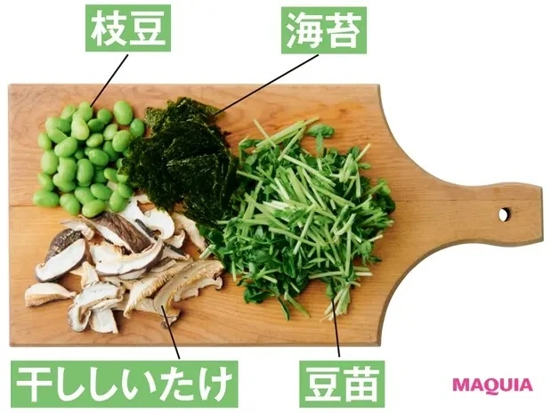 【美容スープレシピ】マイルドな辛さが美味! 食物繊維もたっぷり 「海苔のピリ辛豆乳スープ」材料