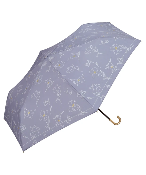 折傘 遮光フラワードローイング mini ￥3630 ブルーグレー