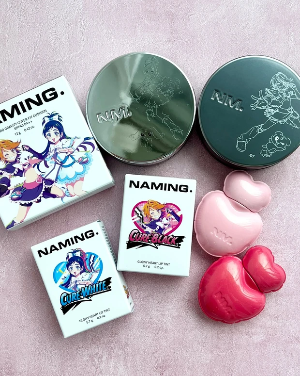 ネーミング×ふたりはプリキュア コラボ クッションファンデーション2種リップ2種 ネーミング」が「ふたりはプリキュア」とコラボ リップと