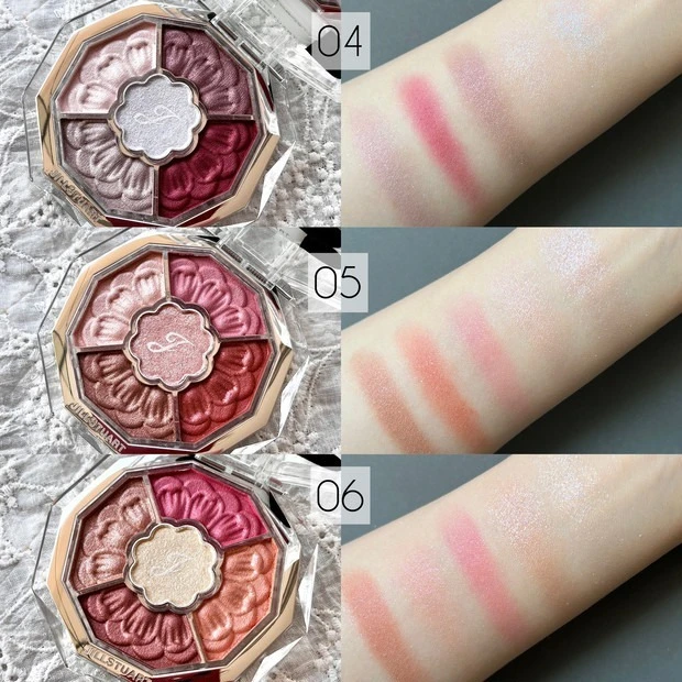 ジルスチュアート_秋コスメ2023_ブルームクチュール アイズ　ジュエルドブーケ 04／05／06_スウォッチ