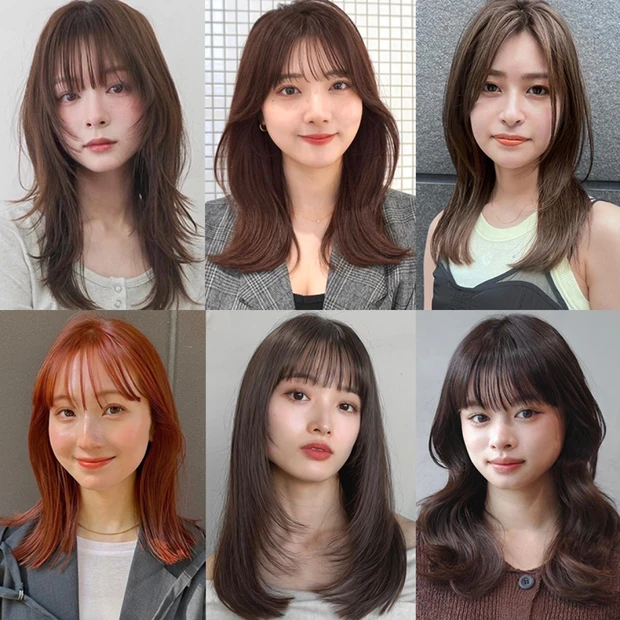 面長さんに似合う最新「ミディアム」ヘア40選！前髪あり・前髪なし別におす…