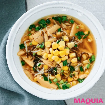 ダイエットにおすすめのスープ コーンと塩昆布のスープ
