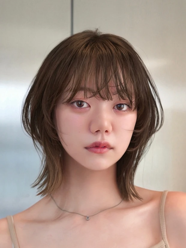 ヘアカタログ ボブ ボブヘア 前髪あり ワイドレイヤー 小顔ヘア スタイリング