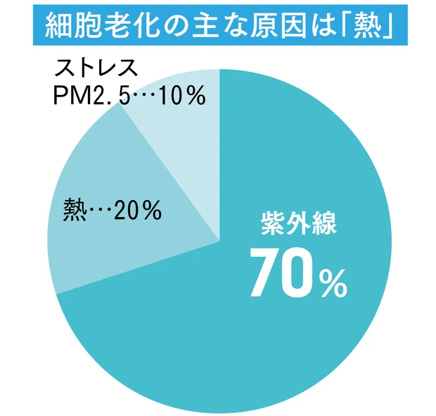 夏、肌温度が40°Cになると肌は老ける