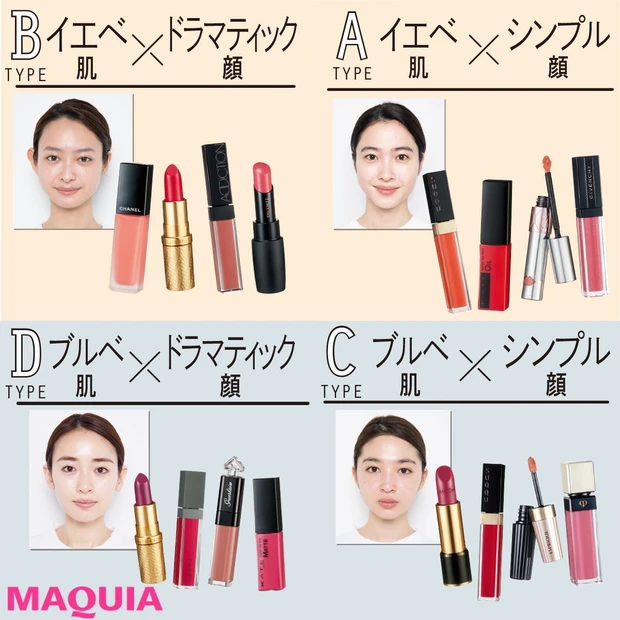 【肌トーン×顔立ちで診断】4タイプ別似合うリップで印象チェンジ