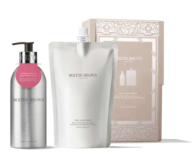 モルトンブラウンクリスマスコフレ2025 ピンクペッパー バス＆シャワージェル インフィニットボトル レフィル コレクション 400ml×2