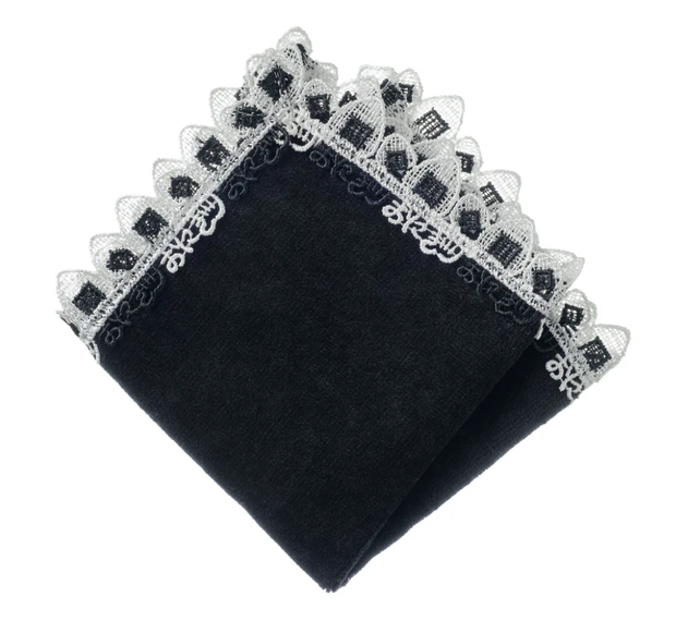 ハンカチ プレゼント おすすめ タオル 近沢レース店 和レース タオルハンカチ/おにぎり(ブラック)