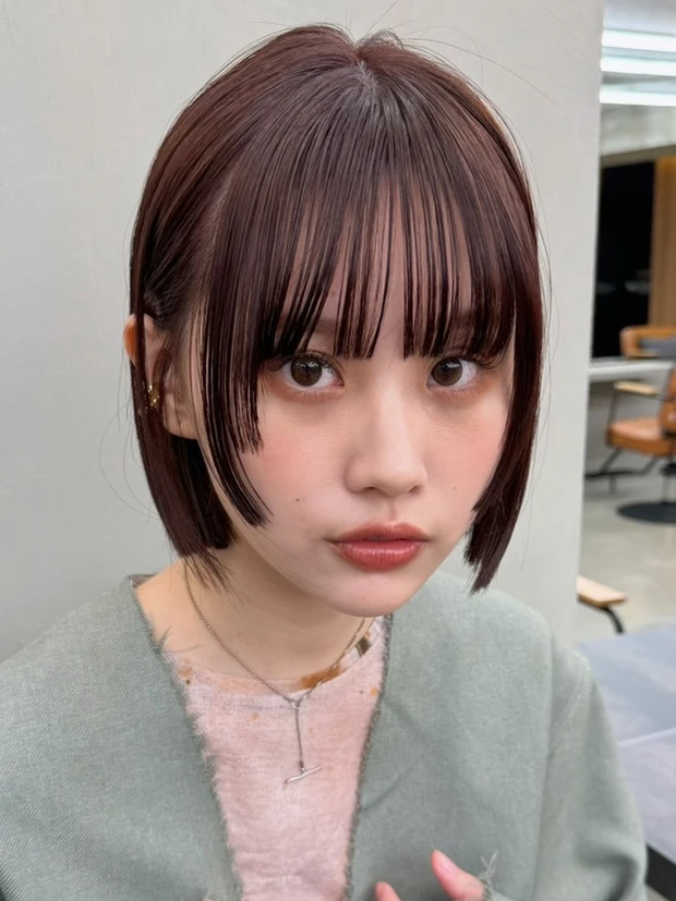 ボブ　ヘア　髪型　ヘアスタイル　大人　前髪あり