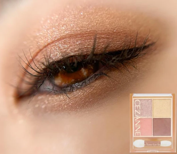 セザンヌ　アイシャドウ　ベージュトーンアイシャドウ　04ミモザベージュ　Rihoさん　メイク画像　イエベ