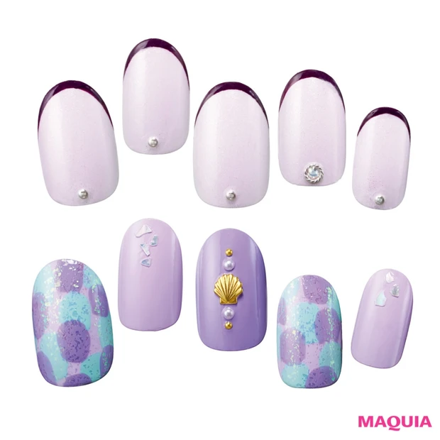 肌の透明感を引き立てる美人見えカラー！ ライラックカラーの最旬ネイル2選