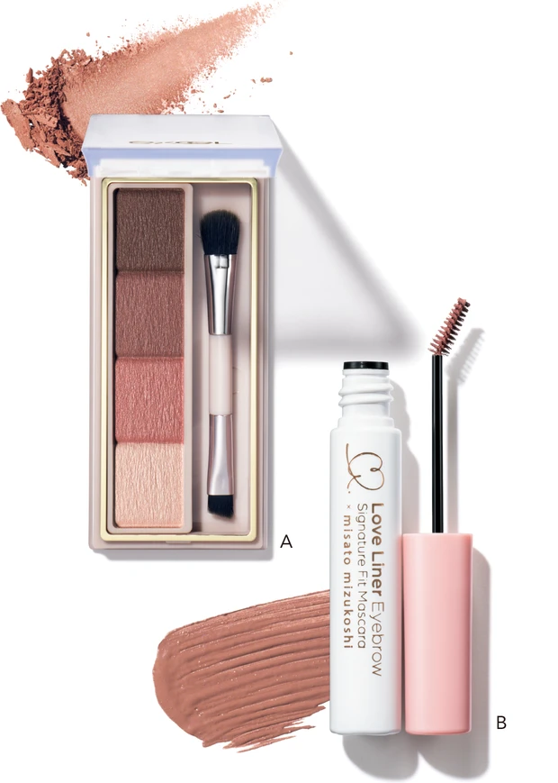 エクセル カラーエディットパウダーブロウ EP02、ラブ・ライナー シグネチャーフィットマスカラ MMC2 ミルクティピンク