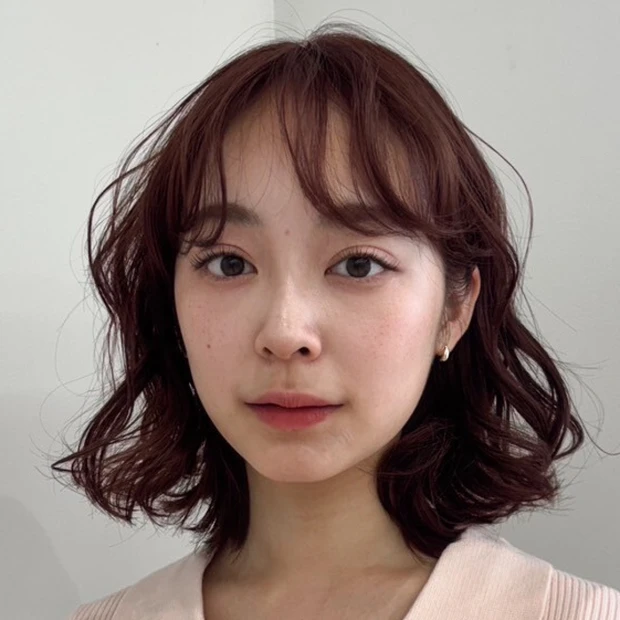 【ピンクラベンダーベージュ】顔まわりレイヤー×パーマでつくる大人なニュアンスボブ