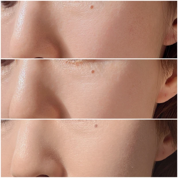 ライトリフレクティングトーンアップヴェールとナチュラルロングウェアファンデーションの仕上がり