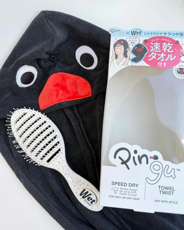 ウェットブラシ ピングー スピードドライ ヘアタオル付き