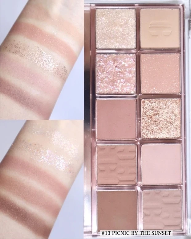 【おすすめ韓国アイシャドウ③】CLIO（クリオ） プロ アイ パレット 13　PICNIC BY THE SUNSET 各￥3740　スウォッチ