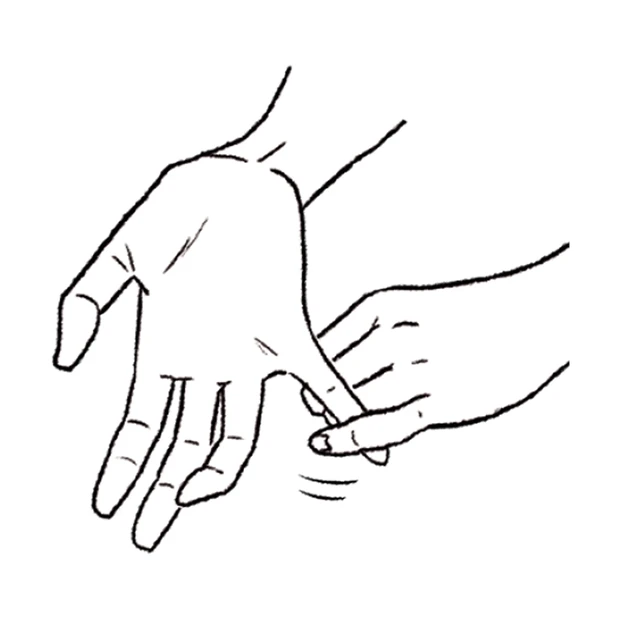 小指を伸ばすと、腕をほぐせます