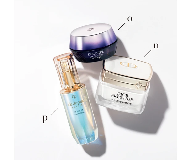 nプレステージ ホワイト ラ クレーム ルミエール N 50ml ￥50600／パルファン・クリスチャン・ディオール　oリポソーム アドバンスト リペアクリーム 50g ￥11000／コスメデコルテ　pル・セラム［医薬部外品］ 50ml ￥27500／クレ・ド・ポー ボーテ