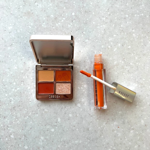 ZEESEA 動物シリーズ 4色パレット 都会の夕暮れ 星空リキッドアイシャドウ OR1 オレンジ