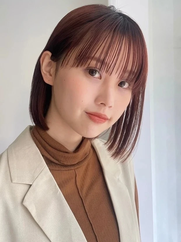 【若く見える髪型・ヘアスタイル】ボブ9選_暖色系カラーで若見え! 極上のツヤボブヘア