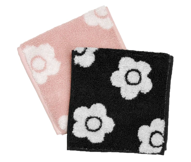 ハンカチ プレゼント おすすめ タオル マリークワント デイジーパターンハーフ タオルセット(ブラック)