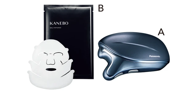 A バイタリフト かっさ EH-SP85（オープン価格・専用ジェル付）／パナソニック　Bカネボウ スマイル パフォーマー 33ml×4枚 ¥6050／カネボウインターナショナルDiv.