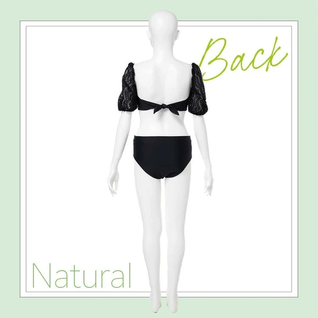 骨格ナチュラルタイプにおすすめの水着_3. 骨感をカバーするパフスリーブ×ハイウエスト_バック