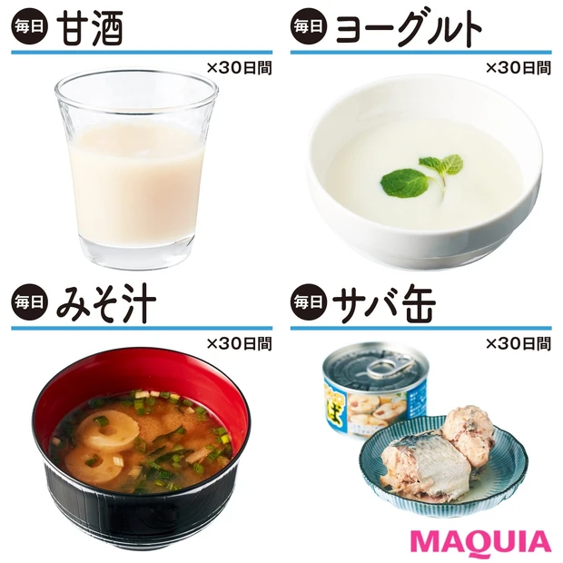 30日間お試し！ ヨーグルト、甘酒、サバ缶、みそ汁を食べ続けたら肌はどこ…