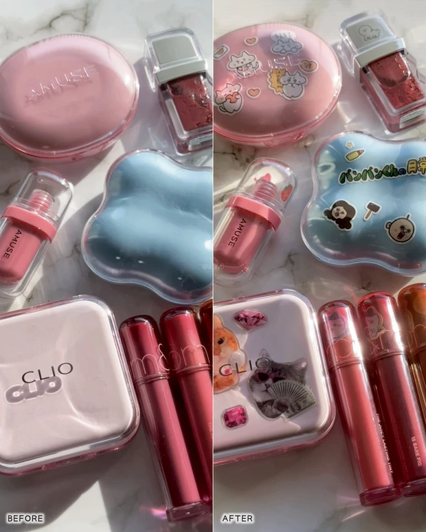 韓国 コスメ コスメデコ デコり シール ロムアンド リップ ティント クッションファンデ ステッカー リップデコ クッションデコ