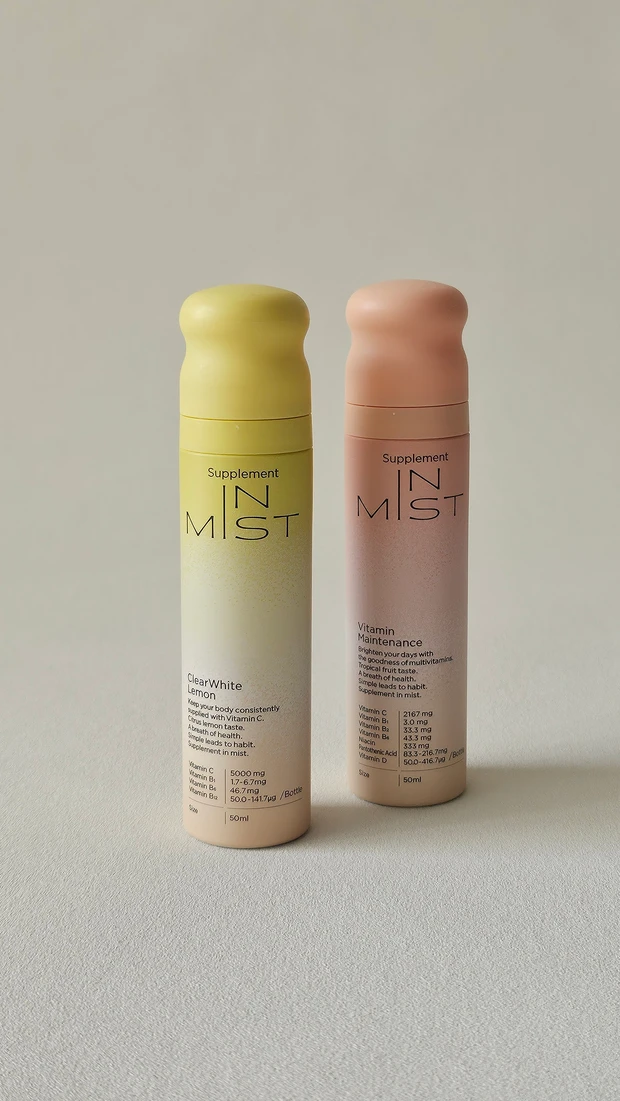 ボトルデザイン、インミスト クリアホワイトレモン、インミスト ビタミンメンテナンス、サプリメント、ビタミン、ビタミンC、マルチビタミン、インナーケア、マキア、オッス!推しコス