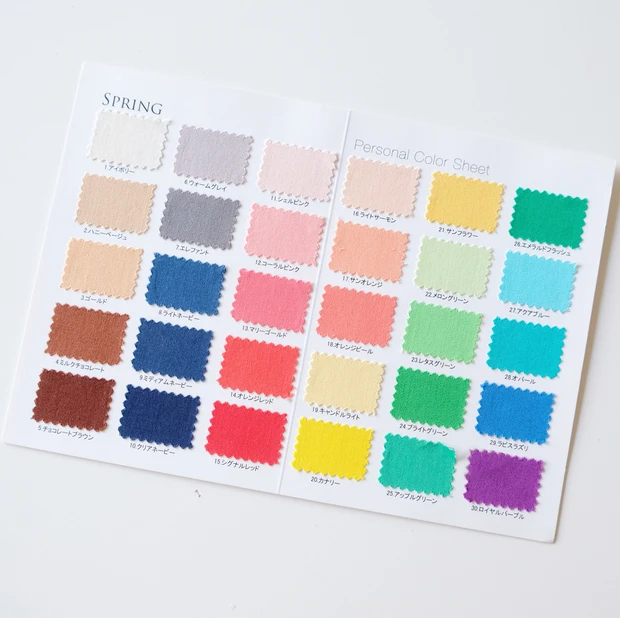 イエベ春 似合う色 パーソナルカラーシート