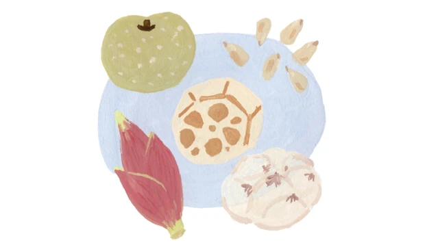 梨やれんこんなど、うるおいを与えるもの