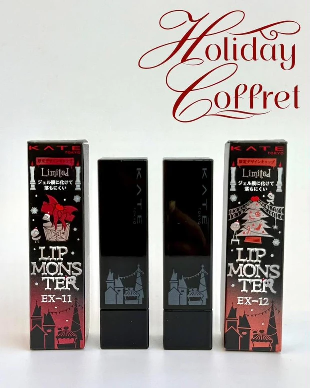 【1位】ケイト「リップモンスター」のホリデー限定2色をスウォッチ！ 肌になじんで唇の血色感を底上げ【クリスマスコフレ2025】