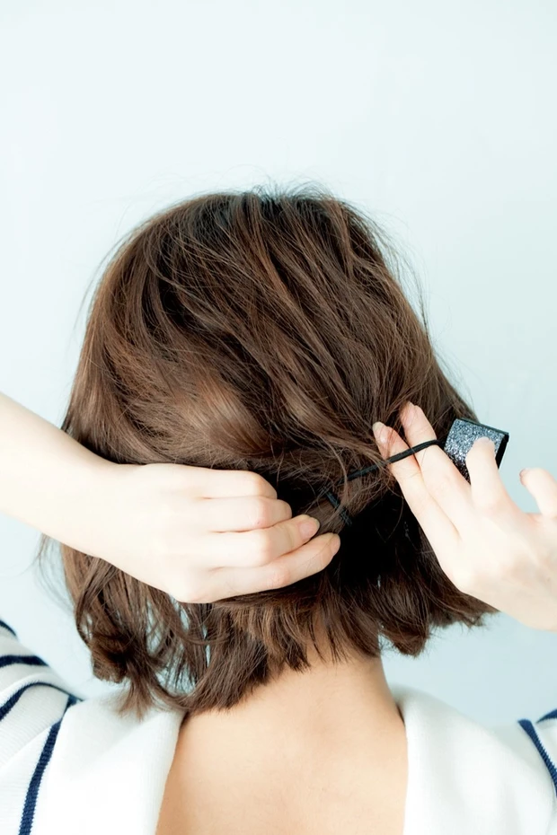 ボブ ヘアアレンジ ポニーテール_3