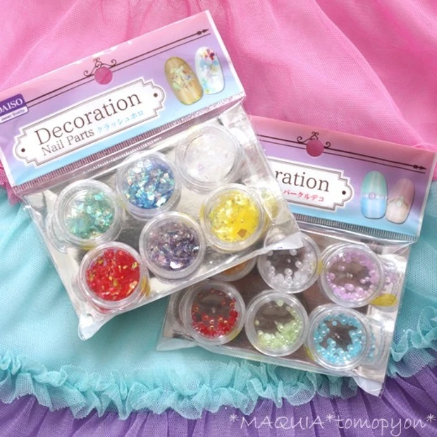 【100均ネイル】最新❤ダイソーネイルグッズ❤クラッシュホロ6色で100円♪
