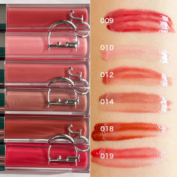ディオール アディクト リップ マキシマイザー 全色比較スウォッチ 009 010 012 014 018 019