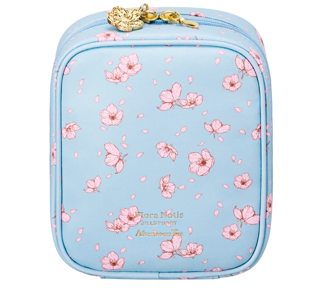 桜コスメ 2026 フローラノーティス ジルスチュアート　アフタヌーンティー　コラボ　桜　紅茶　香り スクエアポーチ メイクポーチ
