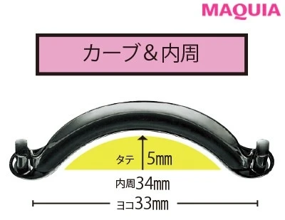 【ビューラーの選び方】目幅が広いぱっちり目さんにおすすめ_マキアージュ エッジフリー アイラッシュカーラー_カーブ・内周