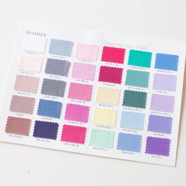 ブルベ夏 似合う色 パーソナルカラーシート