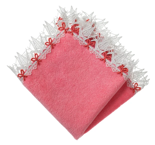 ハンカチ プレゼント おすすめ タオル 近沢レース店 和レース タオルハンカチ/折り鶴(コーラルピンク)