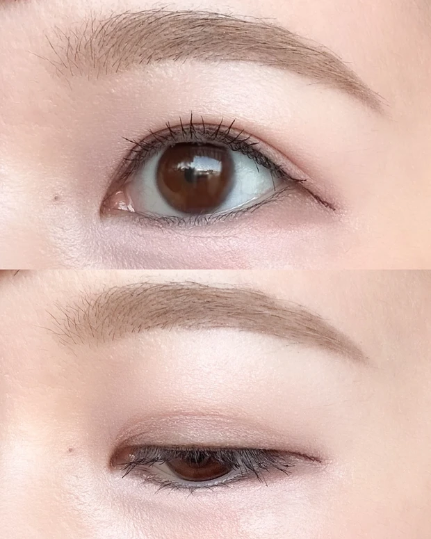 ヴィセ ザ コントゥア カラーの中からお気に入りの4色（SP001、SP002、BR351、BR355）をセレクトし、実際に使ってみたときの目元。